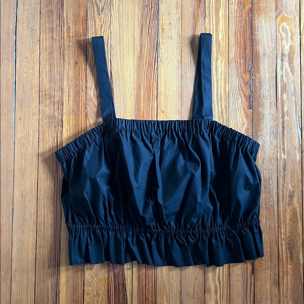 NWT Banana Republic Factory Cotton Smocked Crop Top - Black - XL